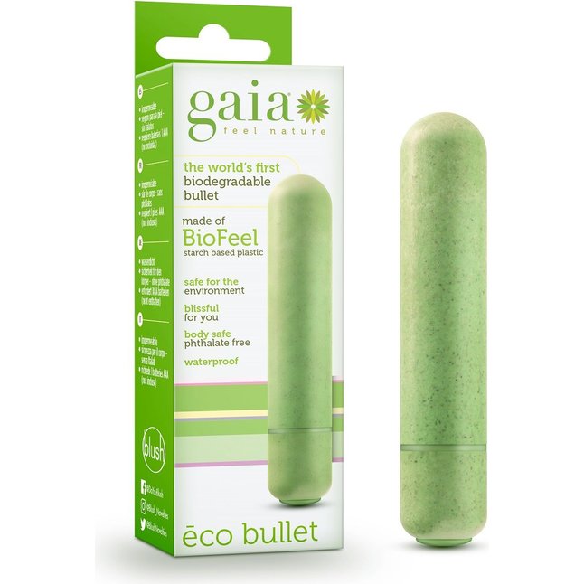 Салатовая вибропуля Eco Bullet - Gaia. Фотография 2.