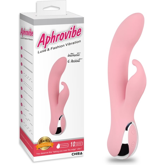 Нежно-розовый вибратор со стимулятором клитора Intimate G Rabbit - 18 см - Aphrovibe. Фотография 6.