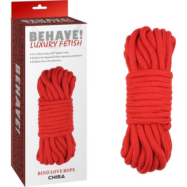 Красная веревка для шибари Bing Love Rope - 10 м - Behave!