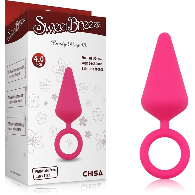 Розовая анальная пробка с кольцом Candy Plug M - 10,1 см - Sweet Breeze