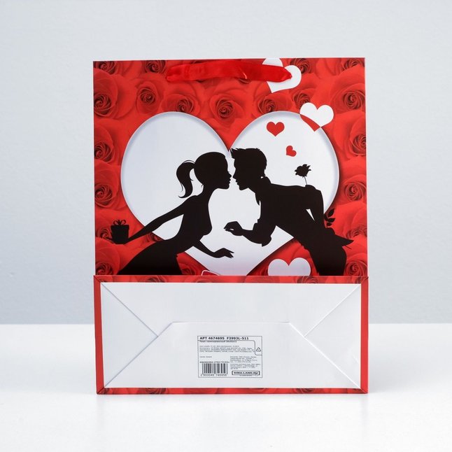 Подарочный пакет Романтичная парочка - 32 х 26 см - Well-Known. Фотография 2.