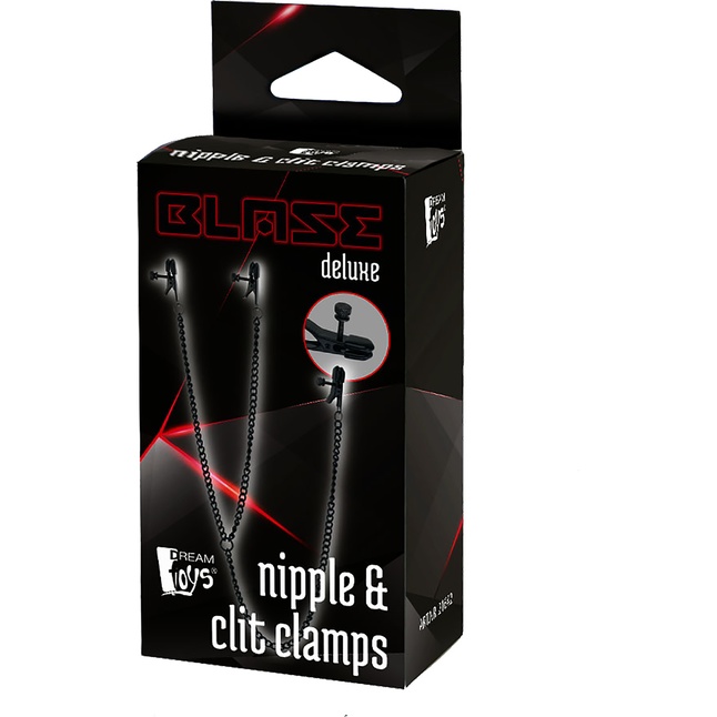 Черные зажимы на соски и клитор на цепочке DELUXE NIPPLE CLIT CLAMPS - Blaze. Фотография 2.