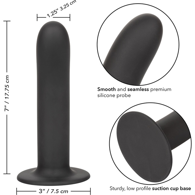 Черный силиконовый анальный стимулятор 7” Smooth Probe - 17,75 см. Фотография 3.