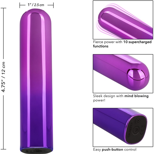 Фиолетовый гладкий мини-вибромассажер Glam Vibe - 9 см. Фотография 5.