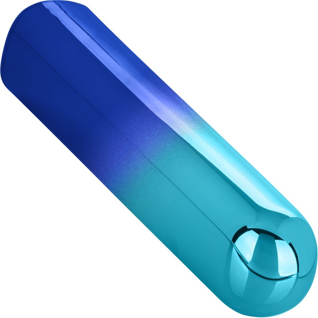Голубой гладкий мини-вибромассажер Glam Vibe - 9 см. Фотография 4.