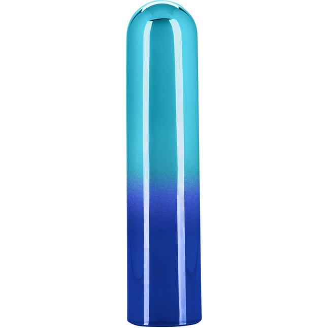 Голубой гладкий мини-вибромассажер Glam Vibe - 9 см