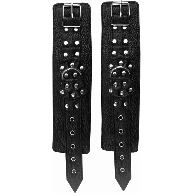 Черные наручники с фиксацией на двух карабинах - BDSM Арсенал. Фотография 6.
