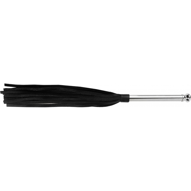 Черная многохвостая плеть с металлической ручкой - 45 см - BDSM Арсенал. Фотография 2.