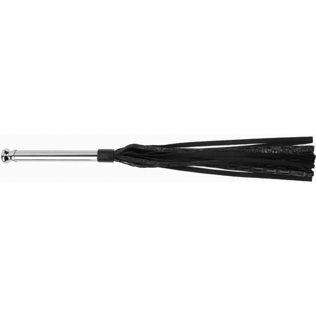 Черная многохвостая плеть с металлической ручкой - 44 см - BDSM Арсенал. Фотография 2.