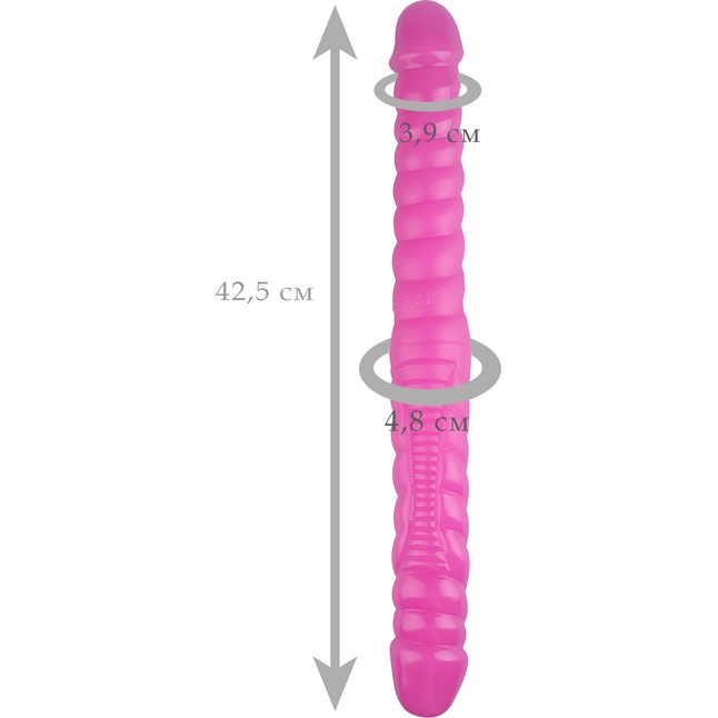 Розовый двусторонний спиралевидный фаллоимитатор - 42,5 см. Фотография 2.