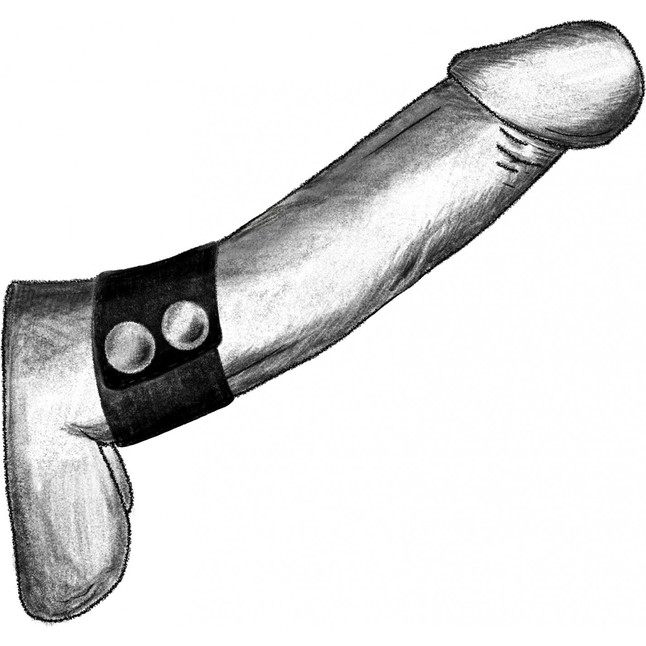 Черный ремень-утяжка на пенис на заклепках - BDSM. Фотография 2.