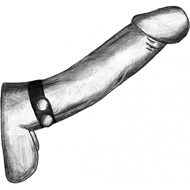 Черный узкий ремень-утяжка на пенис с кнопками - BDSM. Фотография 2.
