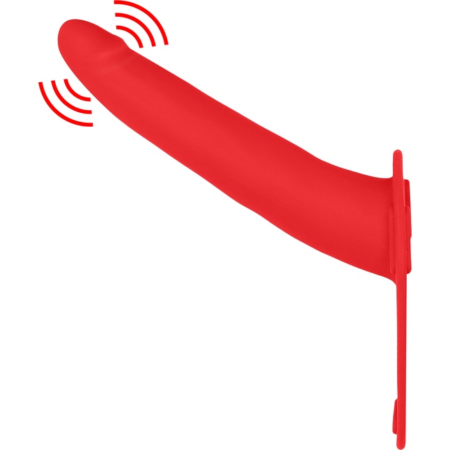 Красный вибрострапон Silicone Strap-On Adjustable - 15,5 см - Ouch!. Фотография 2.