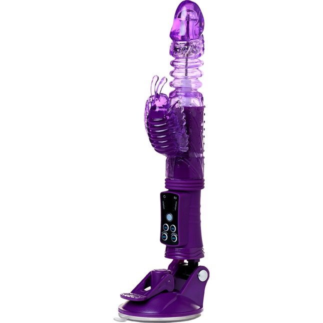Фиолетовый вибратор-кролик на присоске - 23,5 см. Фотография 5.