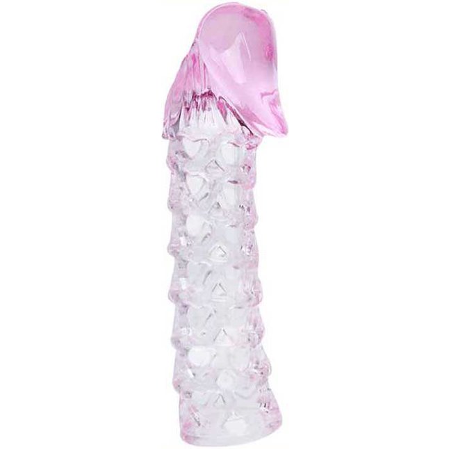 Розовая закрытая насадка на пенис BATMAN SLEEVE - 11,7 см