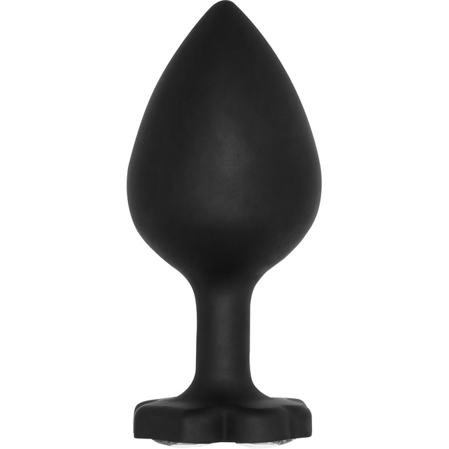 Черная анальная пробка с прозрачным кристаллом-клевером Diamond Butt Plug - 8 см - Ouch!. Фотография 2.