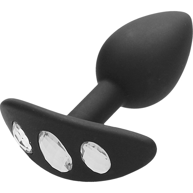 Черная анальная пробка Diamond Butt Plug With Handle - 7,7 см - Ouch!