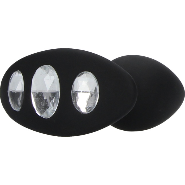 Черная анальная пробка Diamond Butt Plug With Handle - 8,6 см - Ouch!. Фотография 4.