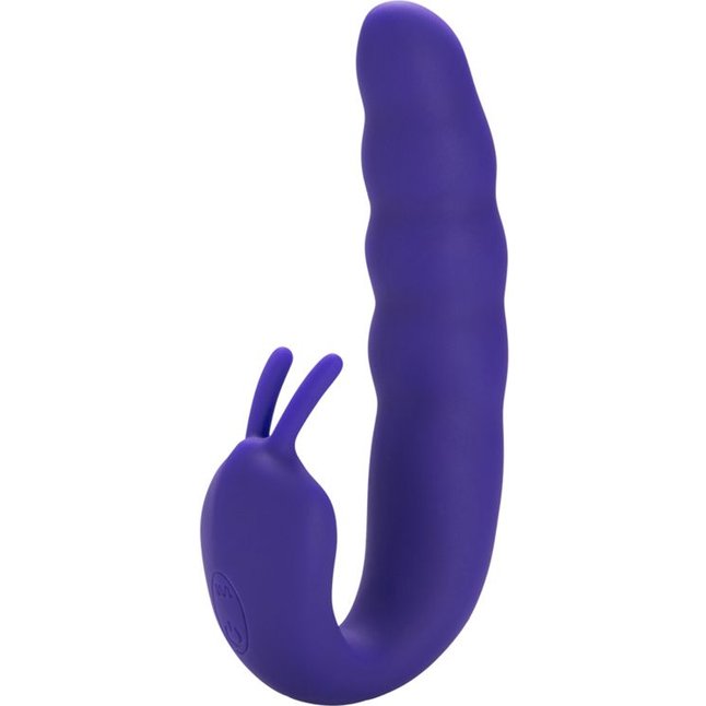 Фиолетовый вибратор Ribbed Dual Stimulator - 17 см