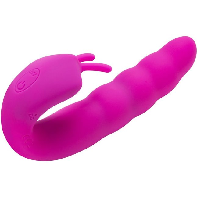 Розовый вибратор Ribbed Dual Stimulator - 17 см. Фотография 2.