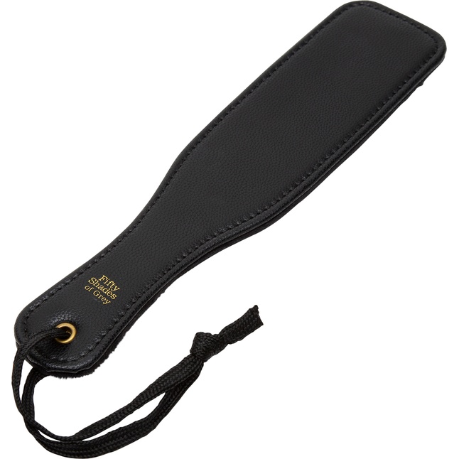 Черная шлепалка Bound to You Faux Leather Small Spanking Paddle - 25,4 см - Fifty Shades of Grey. Фотография 2.