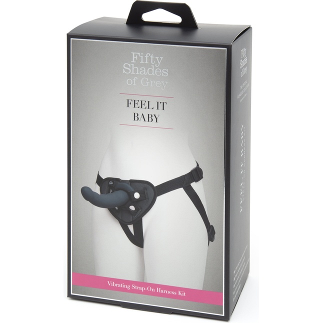 Черный страпон с вибрацией Feel It Baby Strap-On Harness Kit - 17,8 см - Fifty Shades of Grey. Фотография 5.