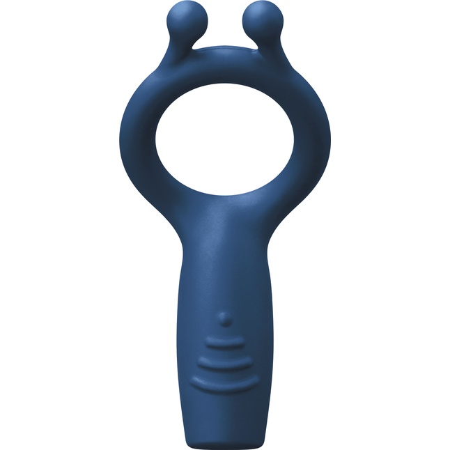 Синее эрекционное виброкольцо с клиторальным отростком Explorer Ring - Renegade