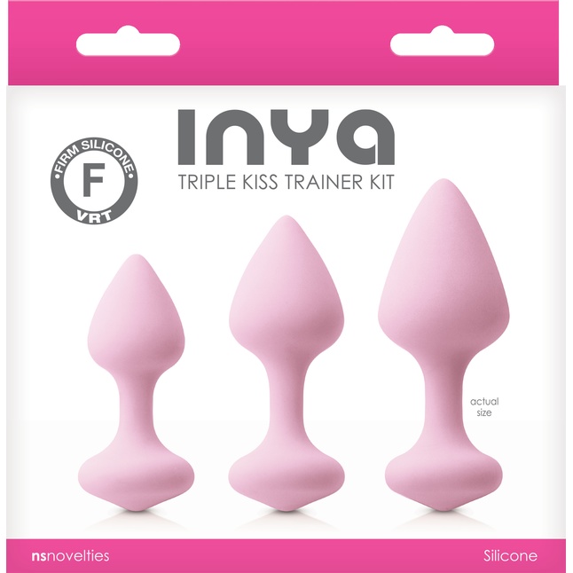 Набор из 3 нежно-розовых анальных пробок Triple Kiss Trainer Kit - INYA. Фотография 2.