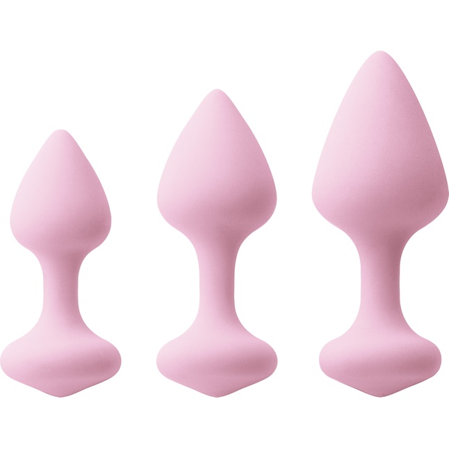 Набор из 3 нежно-розовых анальных пробок Triple Kiss Trainer Kit - INYA
