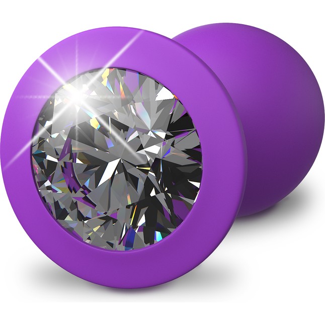 Фиолетовая анальная пробка с прозрачным стразом Her Little Gems Small Plug - 7,4 см - Fantasy For Her. Фотография 3.
