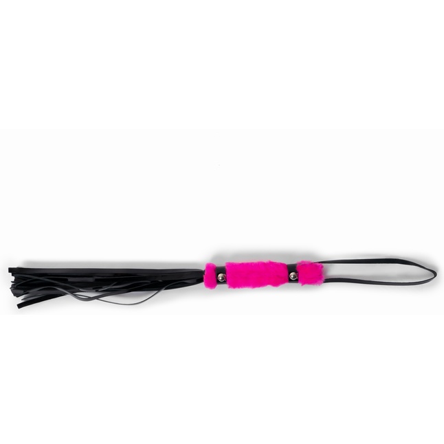 Черный флогер с розовой ручкой - 28 см - BDSM Арсенал. Фотография 3.