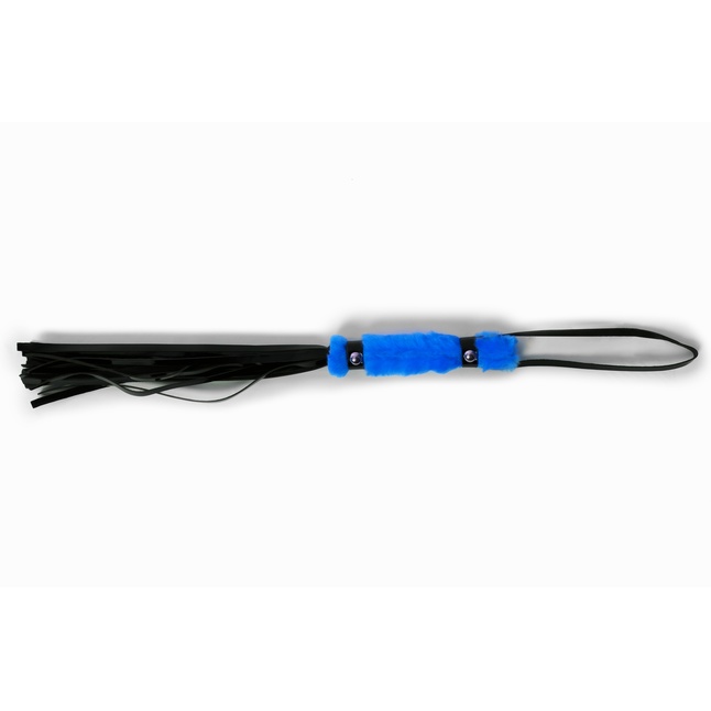 Черный флогер с синей ручкой - 28 см - BDSM Арсенал. Фотография 3.