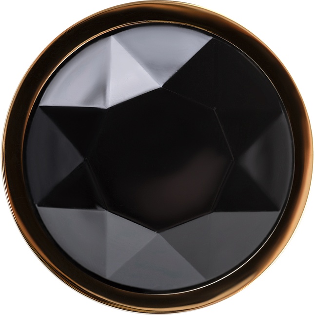 Золотистая гладкая анальная пробка с черным кристаллом - 7 см. Фотография 3.