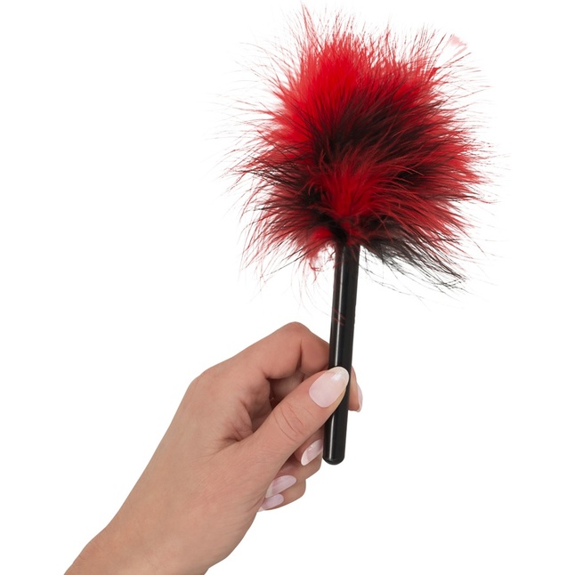 Красно-черная пуховка Mini Feather - 21 см - You2Toys. Фотография 5.