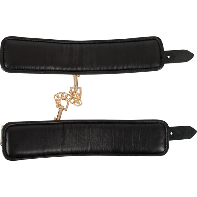 Черные наручники Leather Handcuffs на карабинах - Zado. Фотография 7.