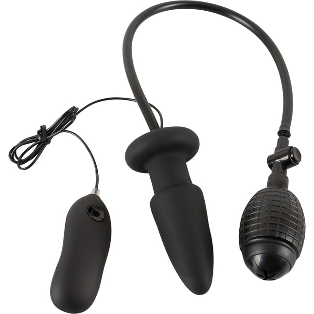 Черная надувная анальная пробка Inflatable Vibrating Butt Plug - 12,2 см - You2Toys. Фотография 2.
