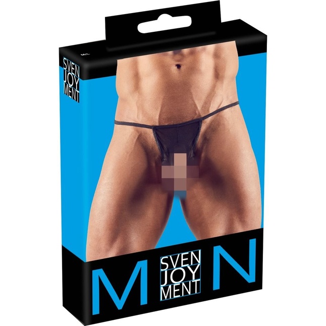 Черные мужские мини-стринги с 3 отверстиями - Svenjoyment underwear. Фотография 2.