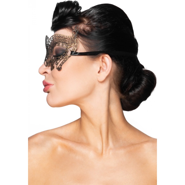 Золотистая карнавальная маска Альджеба - 963-ХХ - Карнавальные маски. Фотография 2.