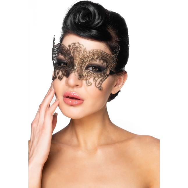 Золотистая карнавальная маска Альджеба - 963-ХХ - Карнавальные маски