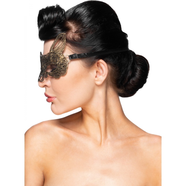 Золотистая карнавальная маска Альтарф - 963-ХХ - Карнавальные маски. Фотография 2.