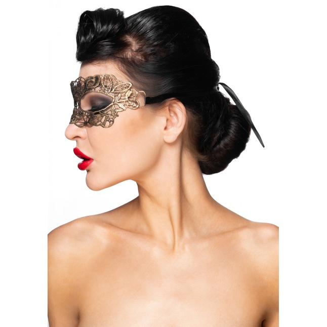 Золотистая карнавальная маска Киталфа - 963-ХХ - Карнавальные маски. Фотография 2.