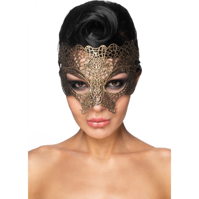 Золотистая карнавальная маска Мира - 963-ХХ - Карнавальные маски