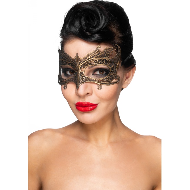 Золотистая карнавальная маска Наос - 963-ХХ - Карнавальные маски