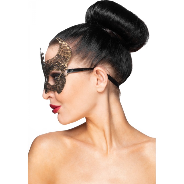 Золотистая карнавальная маска Нунки - 963-ХХ - Карнавальные маски. Фотография 2.