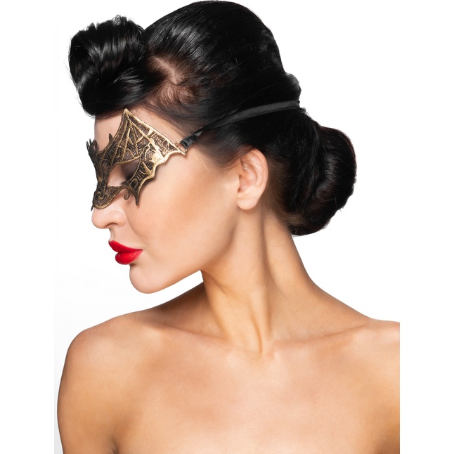 Золотистая карнавальная маска Сириус - 963-ХХ - Карнавальные маски. Фотография 2.
