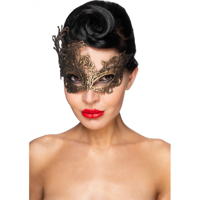Золотистая карнавальная маска Хамаль - 963-ХХ - Карнавальные маски