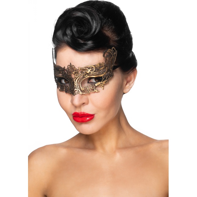 Золотистая карнавальная маска Хассалех - 963-ХХ - Карнавальные маски