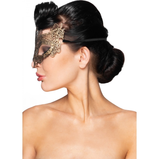 Золотистая карнавальная маска Шедди - 963-ХХ - Карнавальные маски. Фотография 2.