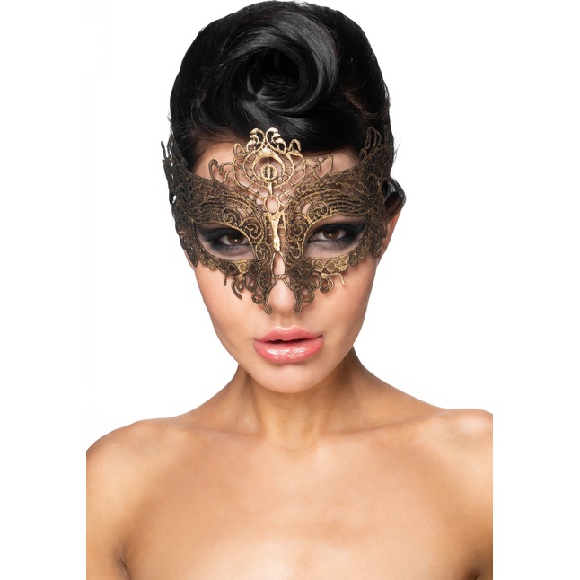 Золотистая карнавальная маска Шедди - 963-ХХ - Карнавальные маски