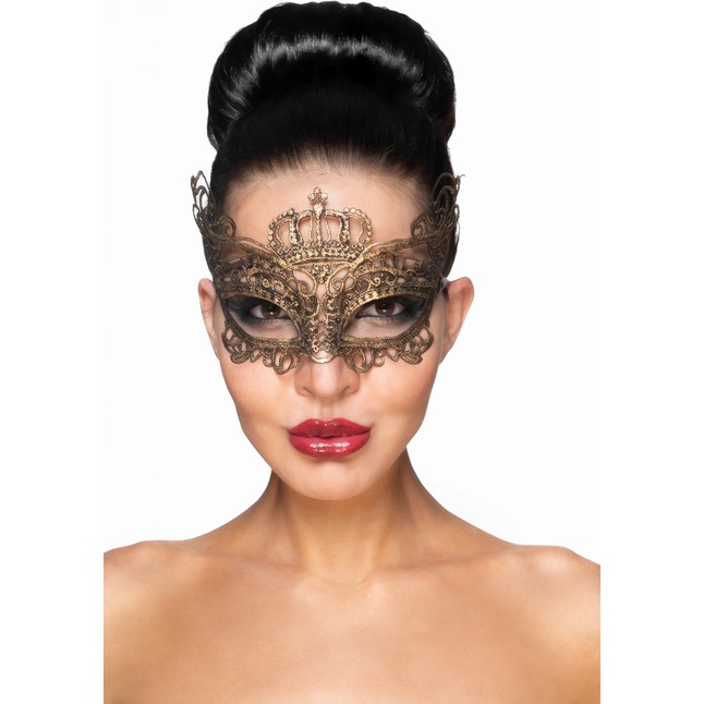 Золотистая карнавальная маска Эниф - 963-ХХ - Карнавальные маски